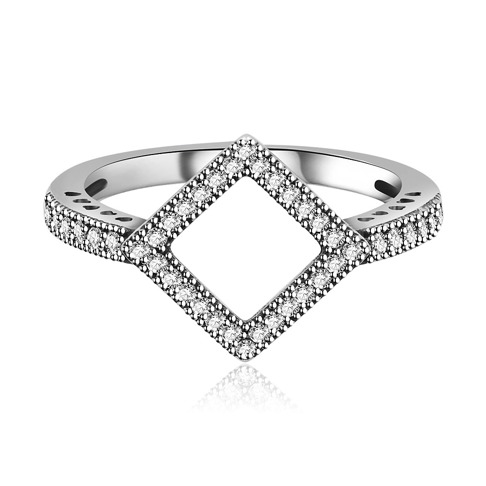 Square Silhouette Clear CZ Ring